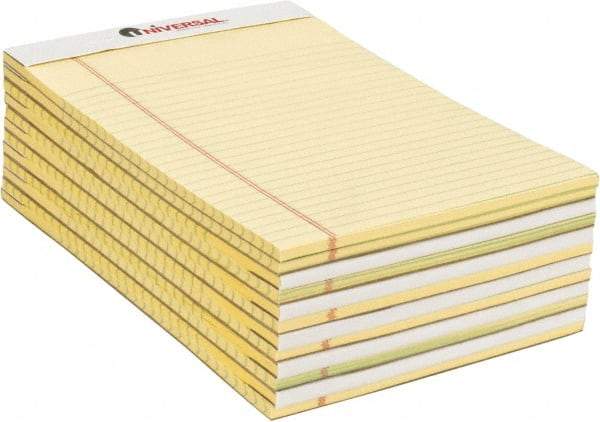 UNIVERSAL - 50 Sheet, 5 x 8", Perforated Style Ruled Pads - Canary - Exact Industrial Supply