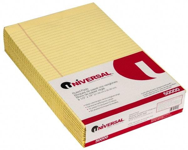 UNIVERSAL - 50 Sheet, 8-1/2 x 14", Glue Top Ruled Writing Pad - Canary - Exact Industrial Supply