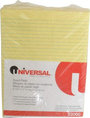 UNIVERSAL - 50 Sheet, 8-1/2 x 11", Glue Top Ruled Writing Pad - Canary - Exact Industrial Supply