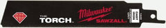 Milwaukee Tool - 6" Long, Steel Reciprocating Saw Blade - Straight Profile, Continuous Edge, Tang Shank - Exact Industrial Supply