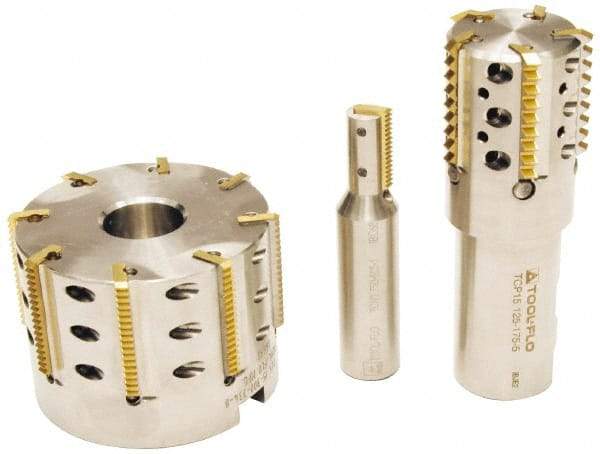 Tool-Flo - 1.755" Cut Diam, 1" Max Depth of Cut, 1-1/4" Shank Diam, Internal/External Indexable Thread Mill - Insert Style TI 1N, 5 Inserts, Toolholder Style TCP, 4" OAL - Exact Industrial Supply