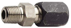 Made in USA - 5/8" OD, Grade 316Stainless Steel Male Connector - 15/16" Hex, Comp x MPT Ends - Exact Industrial Supply