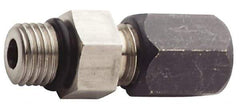 Made in USA - 5/8" OD, Grade 316Stainless Steel Male Connector - 1" Hex, Comp x Straight Thread O-Ring Ends - Exact Industrial Supply