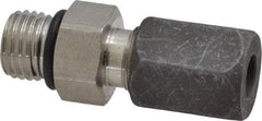 Made in USA - 1/4" OD, Grade 316Stainless Steel Male Connector - -75 to 750°F, 9/16" Hex, Comp x Straight Thread O-Ring Ends - Exact Industrial Supply