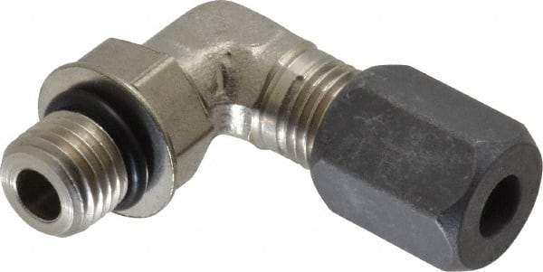 Made in USA - 1/4" OD, Grade 316Stainless Steel Male Elbow - -75 to 750°F, 7/16" Hex, - Exact Industrial Supply