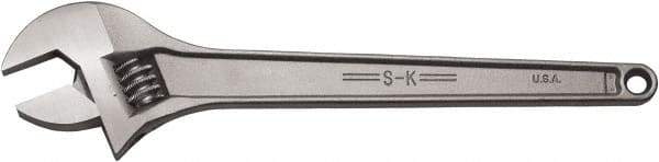 SK - 2-1/4" Jaw Capacity, 18" Standard Adjustable Wrench - Stainless Steel, Chrome Finish, 18" OAL - Exact Industrial Supply