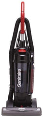 Sanitaire - Single Motor Bagless Heavy-Duty Upright Vacuum Cleaner - 15" Cleaning Width, 10" Amps, Comfort Hand Grip, Black - Exact Industrial Supply