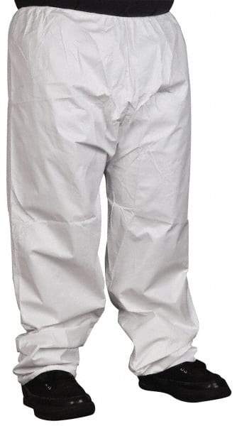 PRO-SAFE - Size L, Microporous Spun Bonded Polyolefin General Purpose Work Pants - White - Exact Industrial Supply