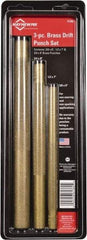 Mayhew - 3 Piece, 3/8 to 3/4", Drift Punch Set - Round Shank, Brass, Comes in Pouch - Exact Industrial Supply