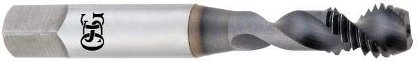 OSG - 3/8-24 UNF 2 Flute 3B Modified Bottoming Spiral Flute Tap - Vanadium High Speed Steel, TiCN Finish, 2-15/16" OAL, Right Hand Flute, Right Hand Thread, H3, Series 13058 - Exact Industrial Supply