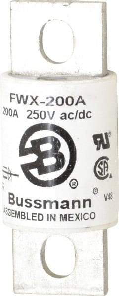 Cooper Bussmann - 250 VAC/VDC, 200 Amp, Fast-Acting Semiconductor/High Speed Fuse - Stud Mount Mount, 3-1/8" OAL, 200 (RMS), 50 at DC kA Rating, 1-7/32" Diam - Exact Industrial Supply