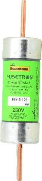 Cooper Bussmann - 125 VDC, 250 VAC, 125 Amp, Time Delay General Purpose Fuse - Bolt-on Mount, 7-1/8" OAL, 20 at DC, 200 (RMS) kA Rating, 1-9/16" Diam - Exact Industrial Supply