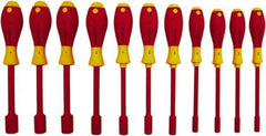 Wiha - 11 Piece 5/32 to 5/8" Insulated Nutdriver Set - Cushion Grip Handle - Exact Industrial Supply