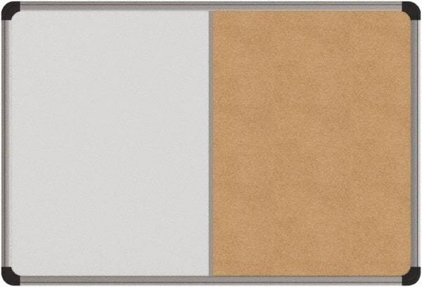 UNIVERSAL - 24" Wide x 18" High Dry Erase Combination Cork Bulletin Board - Melamine, Natural & White - Exact Industrial Supply