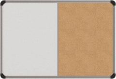 UNIVERSAL - 24" Wide x 18" High Dry Erase Combination Cork Bulletin Board - Melamine, Natural & White - Exact Industrial Supply