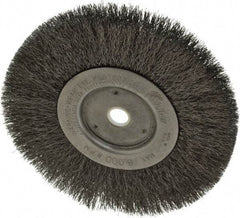Weiler - 6" OD, 5/8" Arbor Hole, Crimped Steel Wheel Brush - 1/2" Face Width, 1-7/16" Trim Length, 0.008" Filament Diam, 6,000 RPM - Exact Industrial Supply