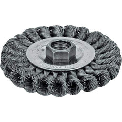 Weiler - 6" OD, 5/8" Arbor Hole, Crimped Steel Wheel Brush - 3/4" Face Width, 1-7/16" Trim Length, 0.014" Filament Diam, 6,000 RPM - Exact Industrial Supply
