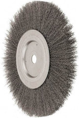 Weiler - 10" OD, 3/4" Arbor Hole, Crimped Steel Wheel Brush - 3/4" Face Width, 2-1/2" Trim Length, 0.0118" Filament Diam, 4,000 RPM - Exact Industrial Supply