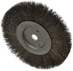 Weiler - 6" OD, 5/8" Arbor Hole, Crimped Stainless Steel Wheel Brush - 1/2" Face Width, 1-7/16" Trim Length, 0.0104" Filament Diam, 6,000 RPM - Exact Industrial Supply