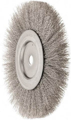 Weiler - 10" OD, 3/4" Arbor Hole, Crimped Stainless Steel Wheel Brush - 3/4" Face Width, 2-1/2" Trim Length, 0.014" Filament Diam, 4,000 RPM - Exact Industrial Supply