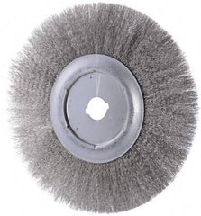 Weiler - 12" OD, 1-1/4" Arbor Hole, Crimped Stainless Steel Wheel Brush - 3/4" Face Width, 2-15/16" Trim Length, 0.0104" Filament Diam, 3,000 RPM - Exact Industrial Supply