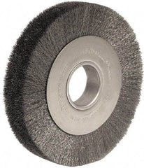 Weiler - 8" OD, 2" Arbor Hole, Crimped Steel Wheel Brush - 1-1/2" Face Width, 1-3/8" Trim Length, 0.006" Filament Diam, 4,500 RPM - Exact Industrial Supply