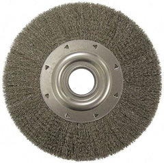 Weiler - 12" OD, 2" Arbor Hole, Crimped Steel Wheel Brush - 2" Face Width, 2-7/8" Trim Length, 0.0118" Filament Diam, 3,000 RPM - Exact Industrial Supply