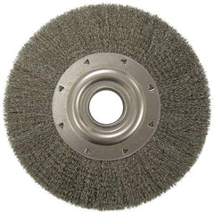 Weiler - 12" OD, 2" Arbor Hole, Crimped Steel Wheel Brush - 2" Face Width, 2-7/8" Trim Length, 0.02" Filament Diam, 3,000 RPM - Exact Industrial Supply