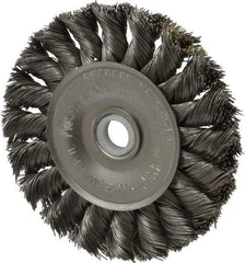 Weiler - 3" OD, 1/2" Arbor Hole, Knotted Steel Wheel Brush - 3/8" Face Width, 5/8" Trim Length, 0.014" Filament Diam, 25,000 RPM - Exact Industrial Supply