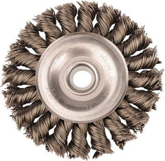 Weiler - 3" OD, 1/2" Arbor Hole, Knotted Steel Wheel Brush - 3/8" Face Width, 5/8" Trim Length, 0.02" Filament Diam, 25,000 RPM - Exact Industrial Supply