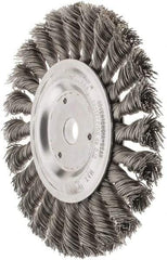Weiler - 6" OD, 5/8" Arbor Hole, Knotted Steel Wheel Brush - 1/2" Face Width, 1-3/8" Trim Length, 0.023" Filament Diam, 9,000 RPM - Exact Industrial Supply
