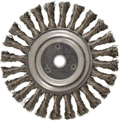 Weiler - 6" OD, 5/8" Arbor Hole, Knotted Steel Wheel Brush - 1/2" Face Width, 1-3/8" Trim Length, 0.023" Filament Diam, 12,500 RPM - Exact Industrial Supply