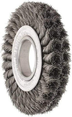 Weiler - 6" OD, 2" Arbor Hole, Knotted Steel Wheel Brush - 7/8" Face Width, 1-3/8" Trim Length, 0.016" Filament Diam, 8,000 RPM - Exact Industrial Supply