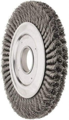 Weiler - 10" OD, 2" Arbor Hole, Knotted Steel Wheel Brush - 1-1/4" Face Width, 1-3/4" Trim Length, 0.023" Filament Diam, 4,500 RPM - Exact Industrial Supply