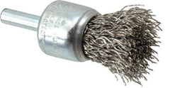Weiler - 3/4" Brush Diam, Crimped, End Brush - 1/4" Diam Steel Shank, 22,000 Max RPM - Exact Industrial Supply