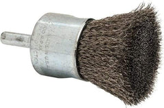 Weiler - 1" Brush Diam, Crimped, End Brush - 1/4" Diam Steel Shank, 22,000 Max RPM - Exact Industrial Supply