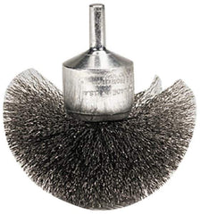 Weiler - 2-3/4" Brush Diam, Crimped, Flared End Brush - 1/4" Diam Shank, 16,000 Max RPM - Exact Industrial Supply