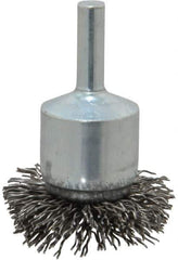 Weiler - 1-1/2" Brush Diam, Crimped, Flared End Brush - 1/4" Diam Shank, 20,000 Max RPM - Exact Industrial Supply