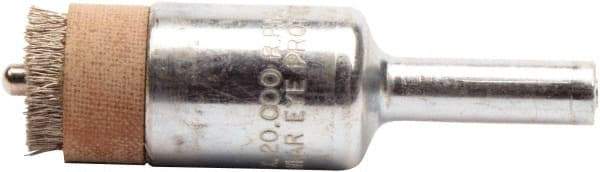 Weiler - 1/2" Brush Diam, Crimped, End Brush - 1/4" Diam Shank, 20,000 Max RPM - Exact Industrial Supply