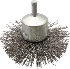 Weiler - 3" Brush Diam, Crimped, Flared End Brush - 1/4" Diam Shank, 16,000 Max RPM - Exact Industrial Supply