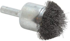Weiler - 1-1/4" Brush Diam, Crimped, Flared End Brush - 1/4" Diam Shank, 20,000 Max RPM - Exact Industrial Supply