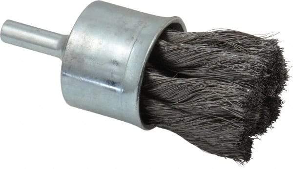 Weiler - 1-1/8" Brush Diam, Knotted, End Brush - 1/4" Diam Shank, 20,000 Max RPM - Exact Industrial Supply
