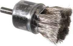 Weiler - 1-1/8" Brush Diam, Knotted, End Brush - 1/4" Diam Shank, 20,000 Max RPM - Exact Industrial Supply