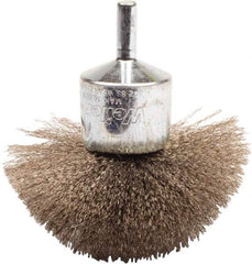 Weiler - 3" Brush Diam, Crimped, Flared End Brush - 1/4" Diam Shank, 16,000 Max RPM - Exact Industrial Supply
