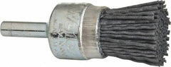 Weiler - 180 Grit, 3/4" Brush Diam, Crimped, End Brush - Very Fine Grade, 1/4" Diam Shank, 10,000 Max RPM - Exact Industrial Supply