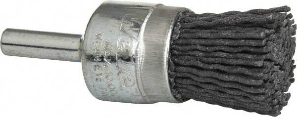 Weiler - 120 Grit, 3/4" Brush Diam, Crimped, End Brush - Fine Grade, 1/4" Diam Shank, 10,000 Max RPM - Exact Industrial Supply