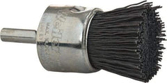 Weiler - 320 Grit, 1" Brush Diam, Crimped, End Brush - Extra Fine Grade, 1/4" Diam Shank, 10,000 Max RPM - Exact Industrial Supply