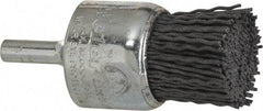 Weiler - 180 Grit, 1" Brush Diam, Crimped, End Brush - Very Fine Grade, 1/4" Diam Shank, 10,000 Max RPM - Exact Industrial Supply