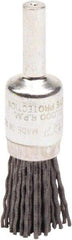 Weiler - 180 Grit, 1/2" Brush Diam, Crimped, End Brush - Very Fine Grade, 1/4" Diam Shank, 10,000 Max RPM - Exact Industrial Supply