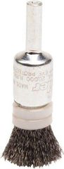 Weiler - 1/2" Brush Diam, Crimped, End Brush - 1/4" Diam Steel Shank, 20,000 Max RPM - Exact Industrial Supply